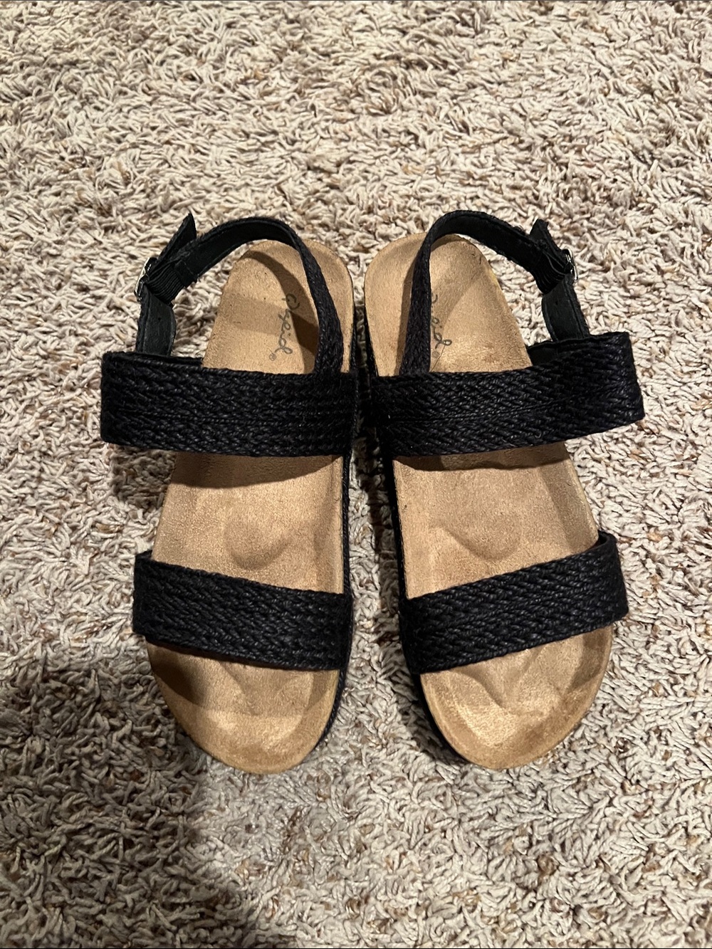 Qupid Black Braided Strap Sandals